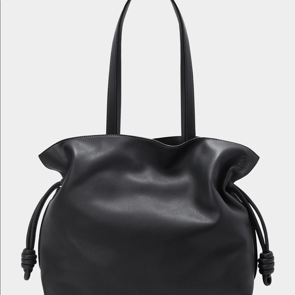 Loewe Handbags - Loewe Flamenco Large Black Leather Versatile Tote/Crossbody Bag